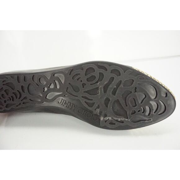 Jimmy Choo Waine Black Leather Gold Stud Cap Toe Ballet Flats Size 35 NIB $565 - Picture 9 of 11